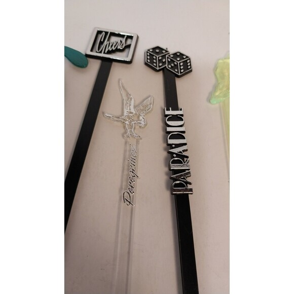 Vintage Set of 62 Drink Stir Sticks Various Themes Retro Barware - Picture 13 of 13